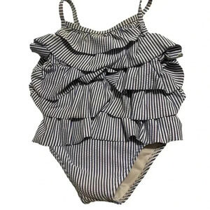 baby boden girl swimsuit blue and white size 12-18 months